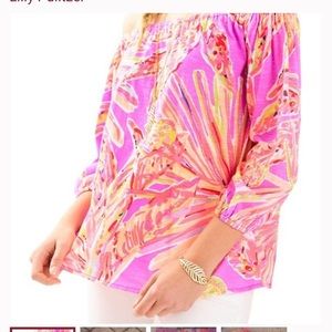 EUC Lilly Pulitzer Enna off shoulder top in Amethyst Sun Seekers. Size XL.